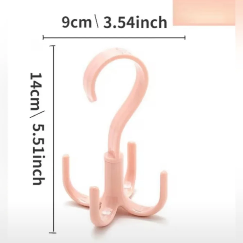 Rotating Hanging 4 Hook Organizer - Light Pink New In Package